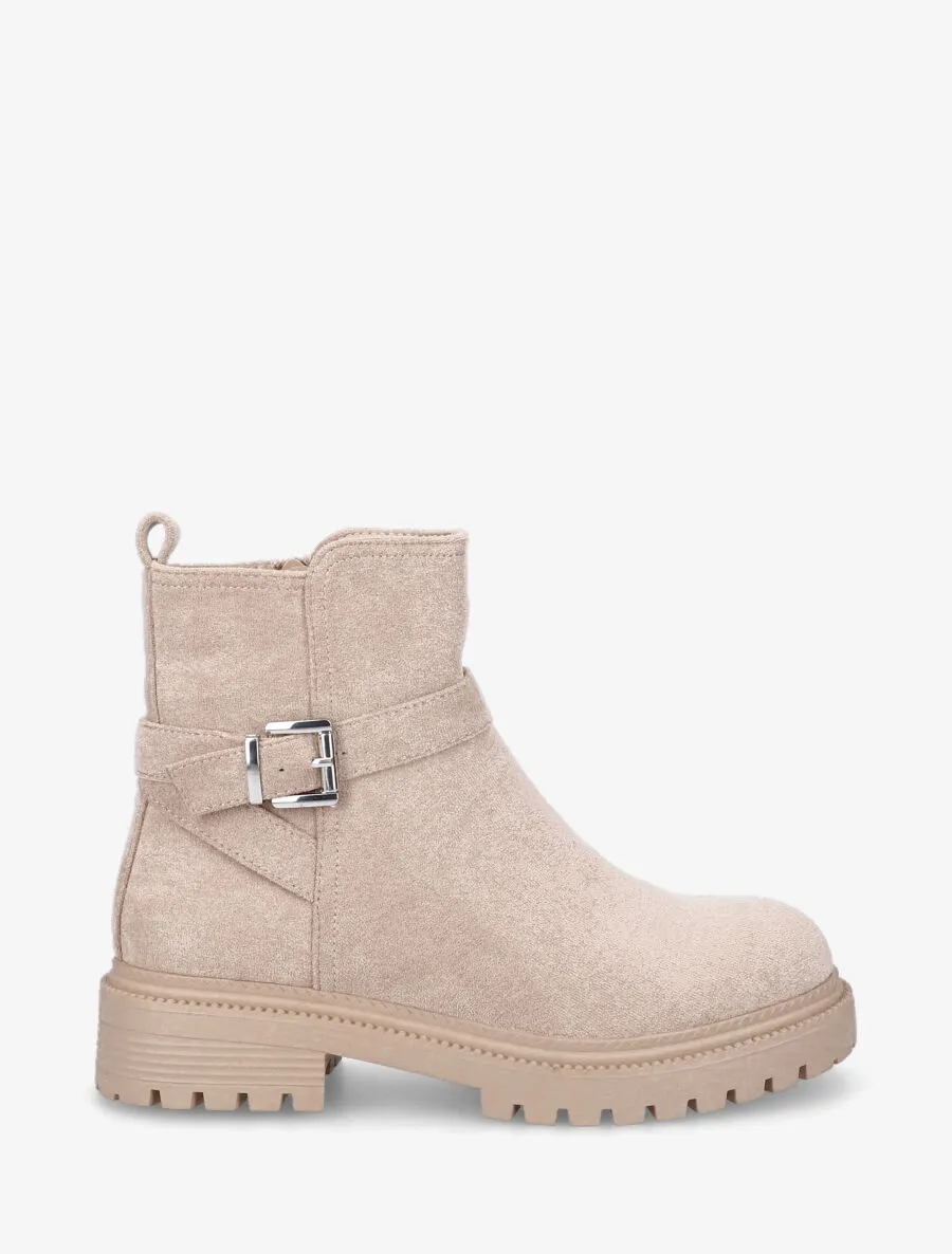 Boots plates en suédine - Beige