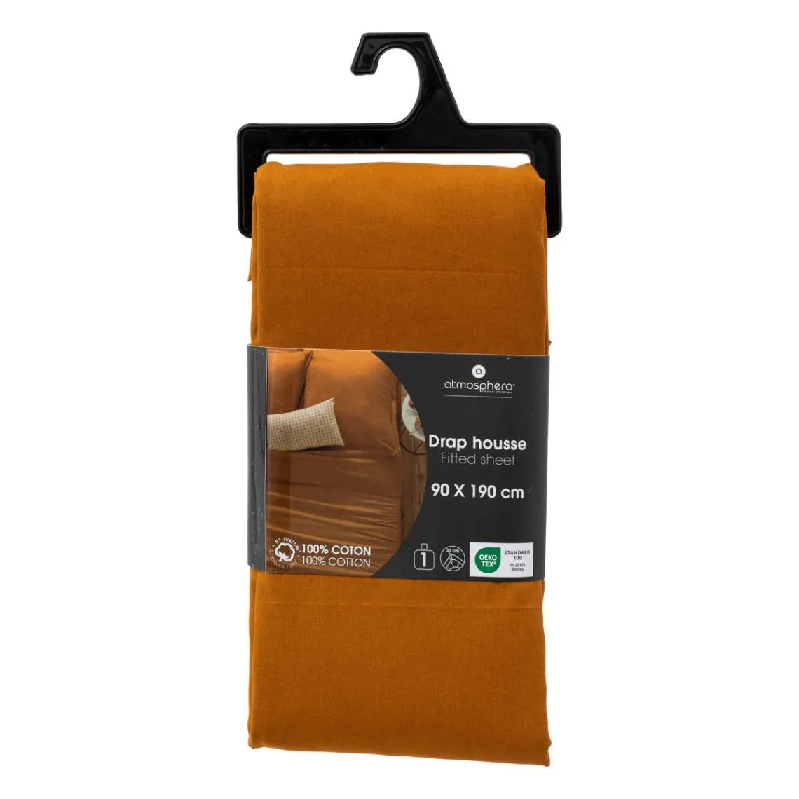 Drap-housse en coton 90x190cm moutarde | 3 Suisses