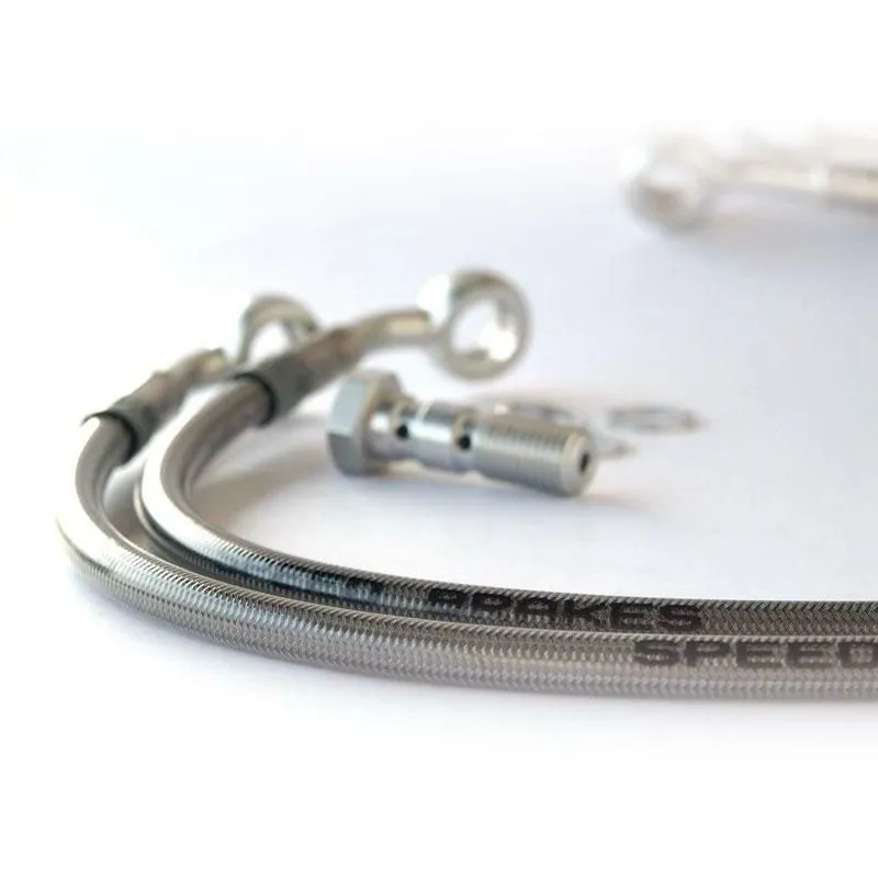 Durites de frein avant SPEEDBRAKES inox/raccord alu Suzuki VS1400G Intruder "guidon haut" - piecemotoquad.fr