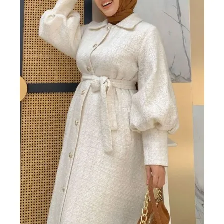 Manteau Femme Voilée Perla - Manteau Mastour Blanc