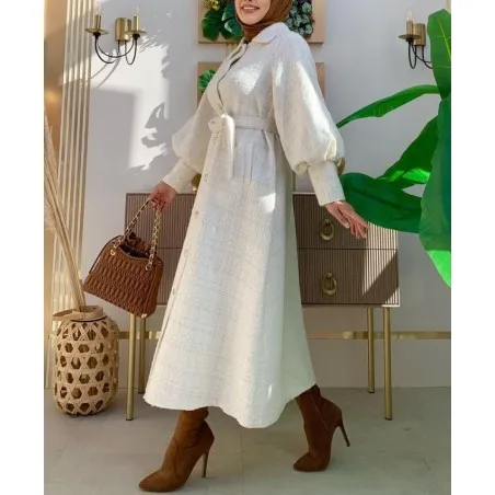 Manteau Femme Voilée Perla - Manteau Mastour Blanc