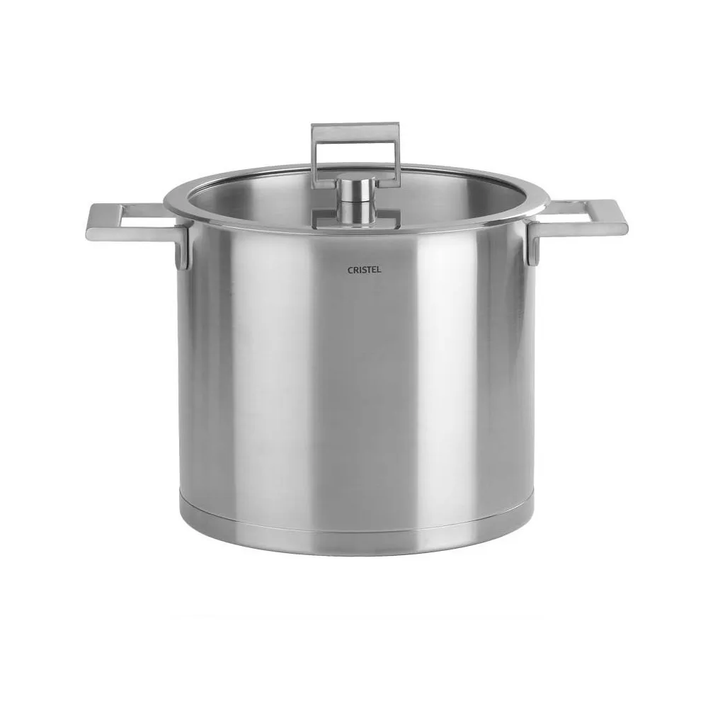 Marmite en inox Cristel Strate fixe avec couvercle - 2 tailles