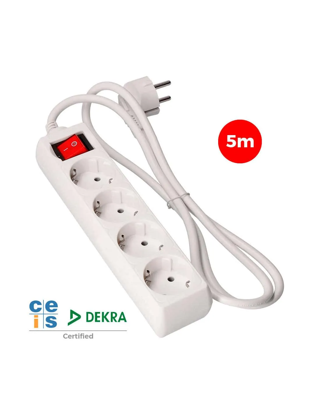 Multi-Prise 4 Bases Schuko + Interrupteur 5m 3x1,5mm Edm - 41064