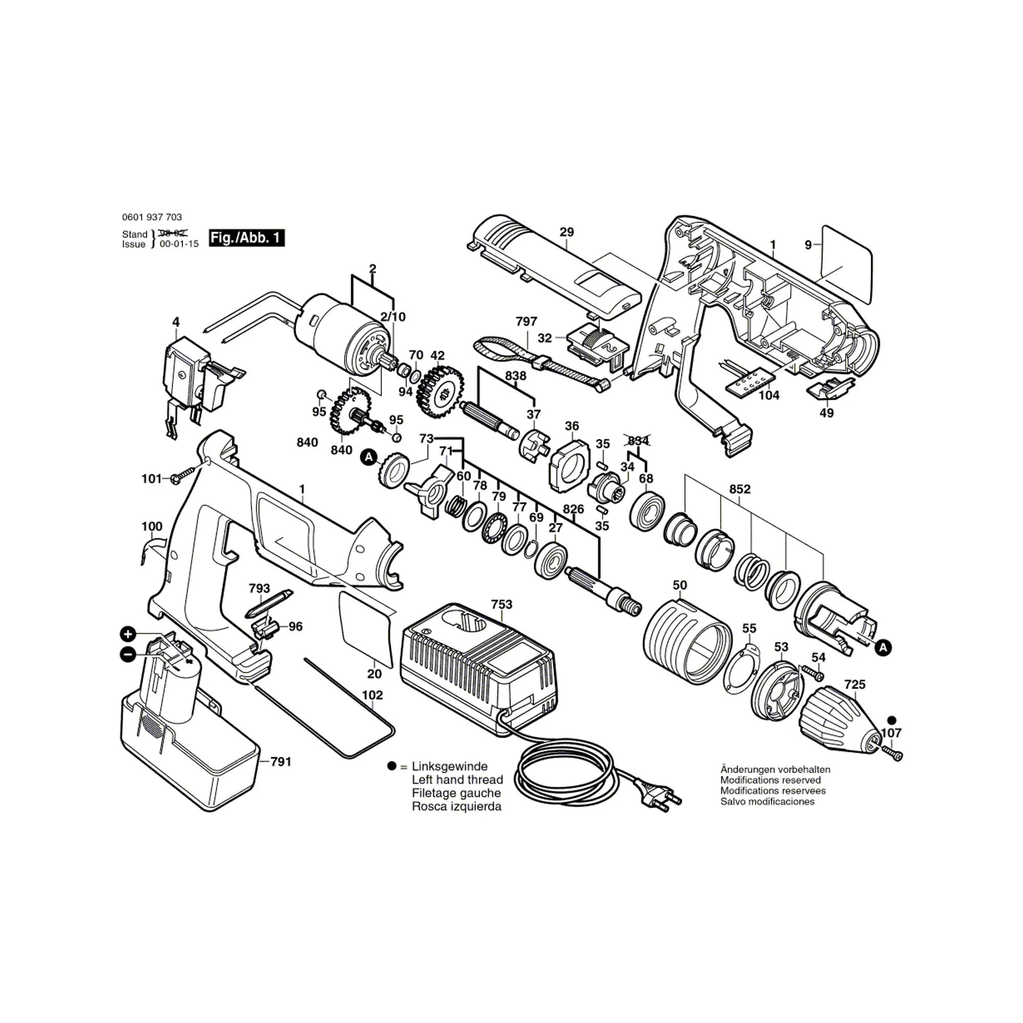 Pièces détachées Perceuse BOSCH GSB 9,6 VES-2 0601937763