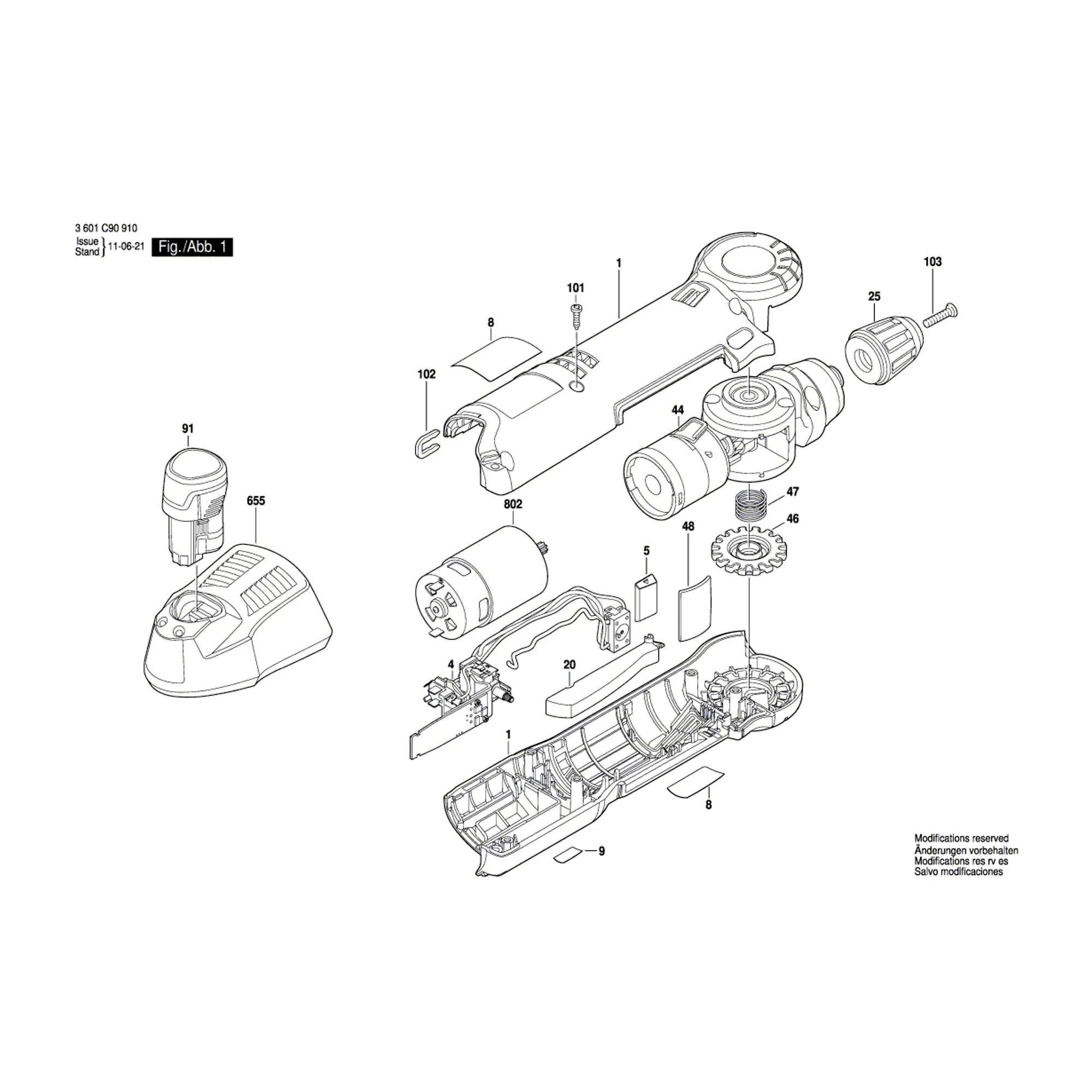 Pièces détachées Perceuse BOSCH GWB 10,8 V-LI 3601C90900