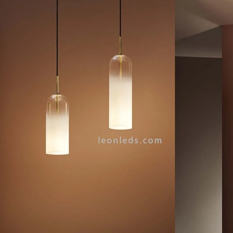 Suspension E14 Glam avec un abat-jour blanc ou fumé de 31cm | LeonLeds.com